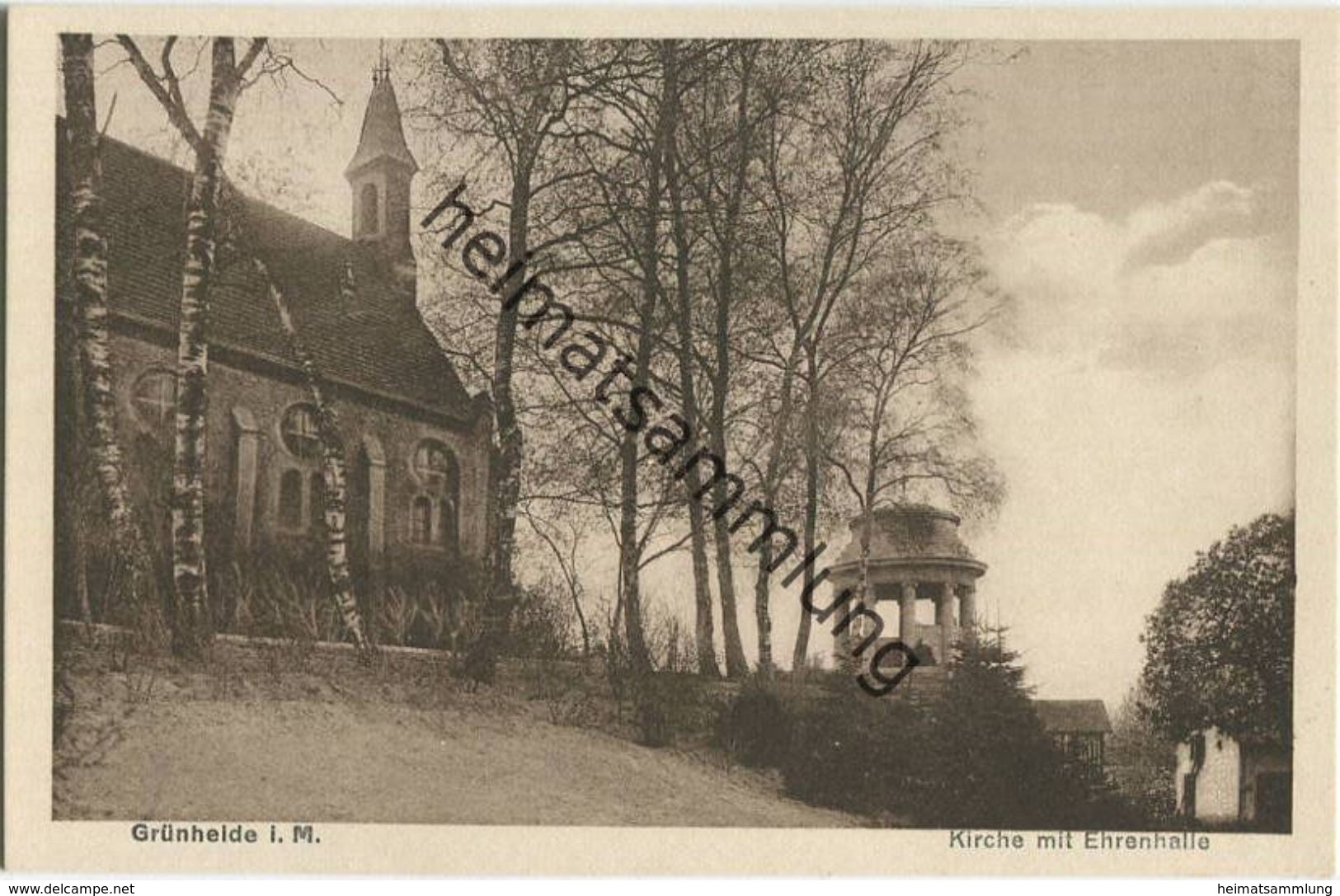 Grünheide I. M. - Kirche Mit Ehrenhalle 1926 -  Verlag W. Meyerheim Berlin - Gruenheide