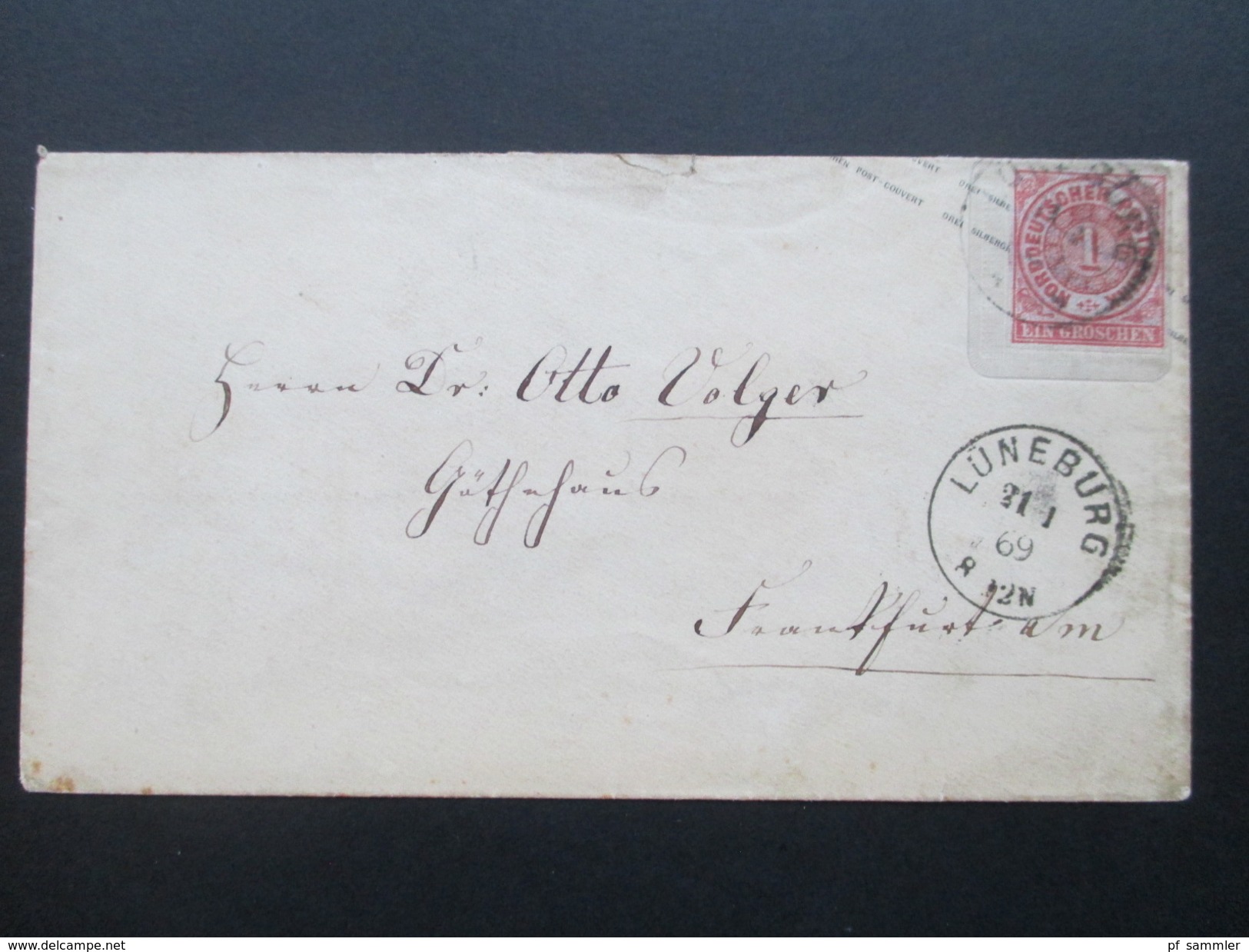 Altdeutschland 1869 NDP Aufbrauchsganzsache Der Preußischen 3 Sgr. Ausgabe! K1 Lüneburg - Frankfurt Am Main - Postal  Stationery