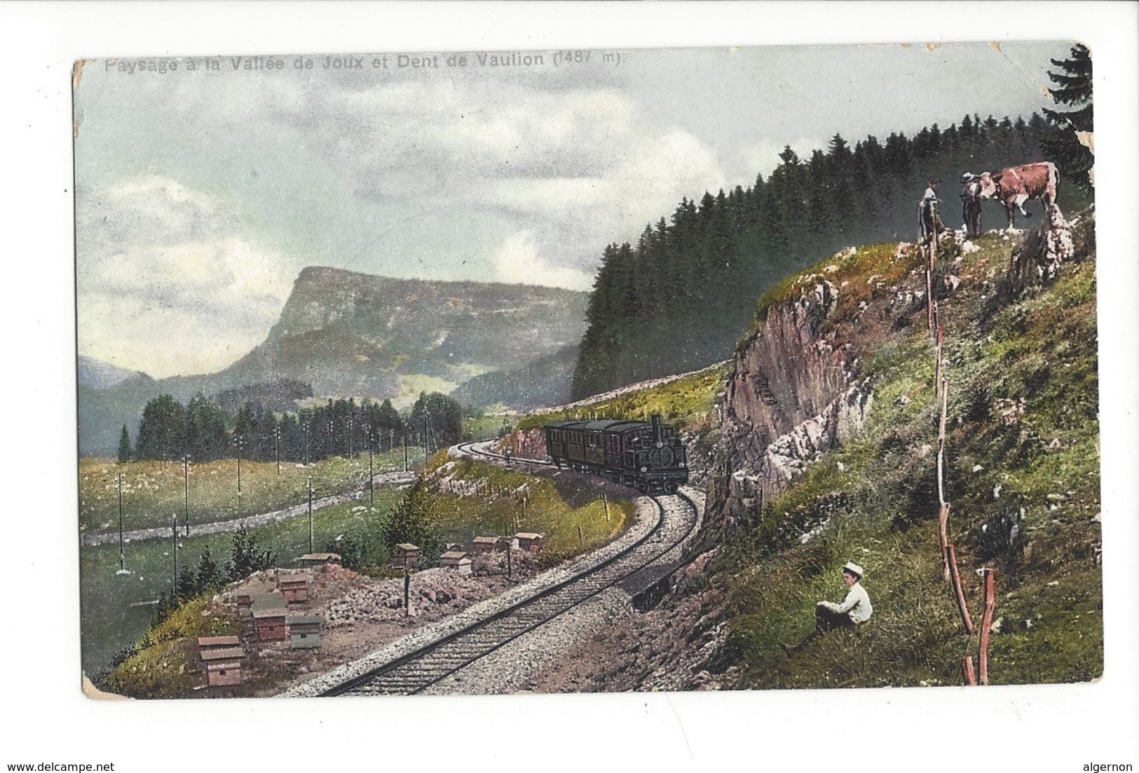 18947 - Paysage à La Vallée De Joux Et Dent De Vaulion Le Train + Cachet Crot Gare (attention Gros Pli Dans Le Coin) - Vaulion