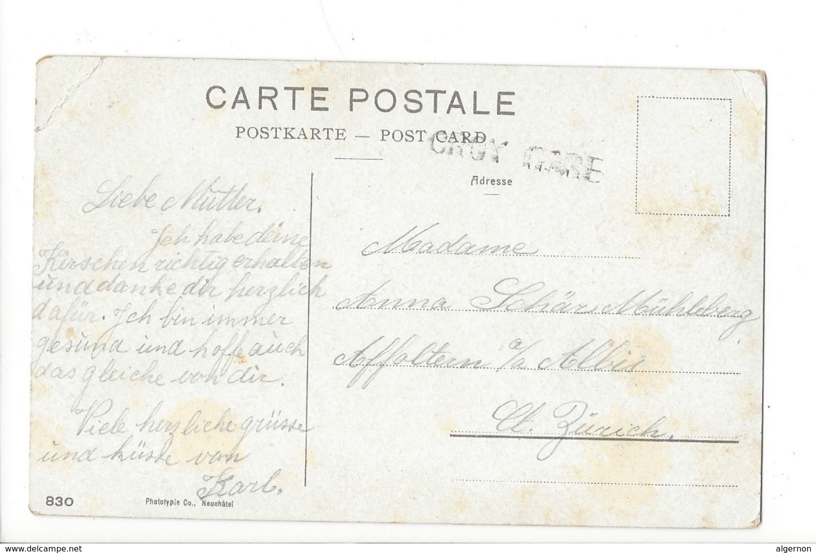 18947 - Paysage à La Vallée De Joux Et Dent De Vaulion Le Train + Cachet Crot Gare (attention Gros Pli Dans Le Coin) - Vaulion
