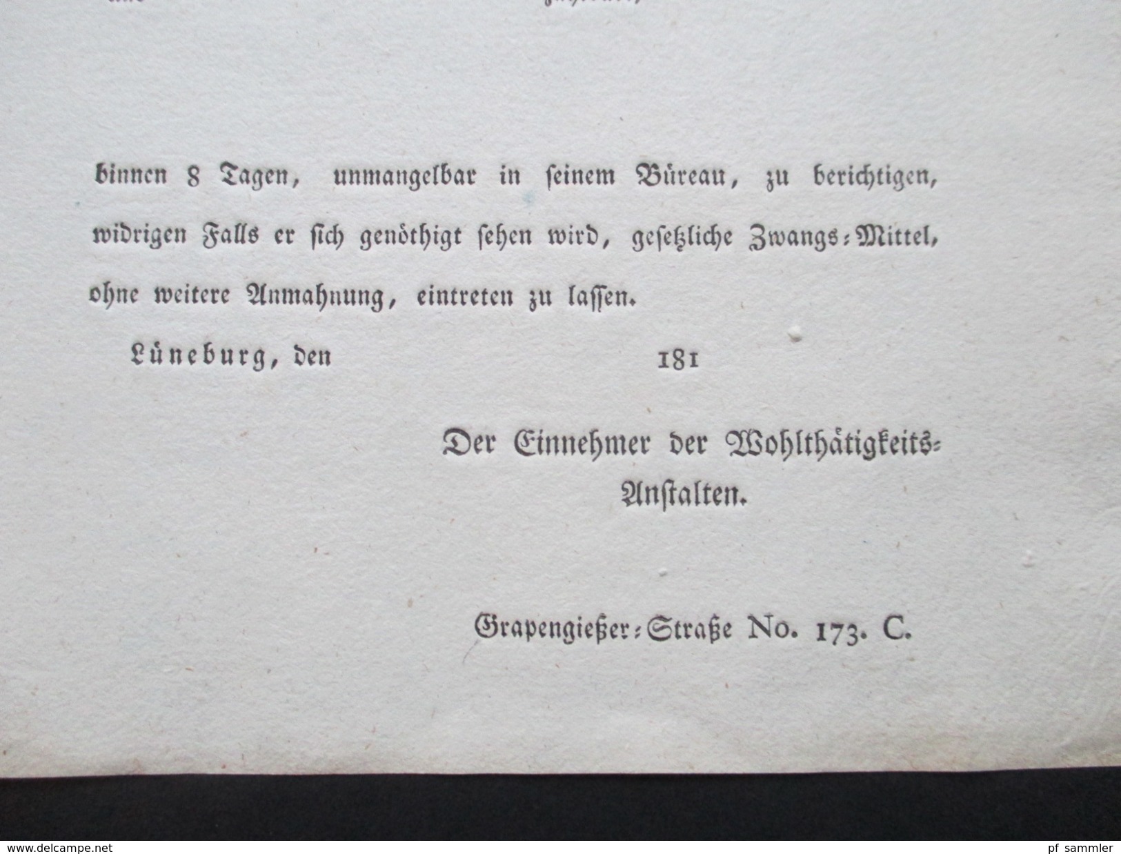 Lüneburg Franzosenzeit Quittung Ungebraucht! Verwaltung Der Wohlthätigkeits Anstalten Einnahme. Ca. 1800 Arrondissement - 1792-1815: Départements Conquis