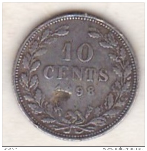 Netherlands.  10 Cents 1898 . Wilhelmina I. Argent . KM# 116 - 10 Cent