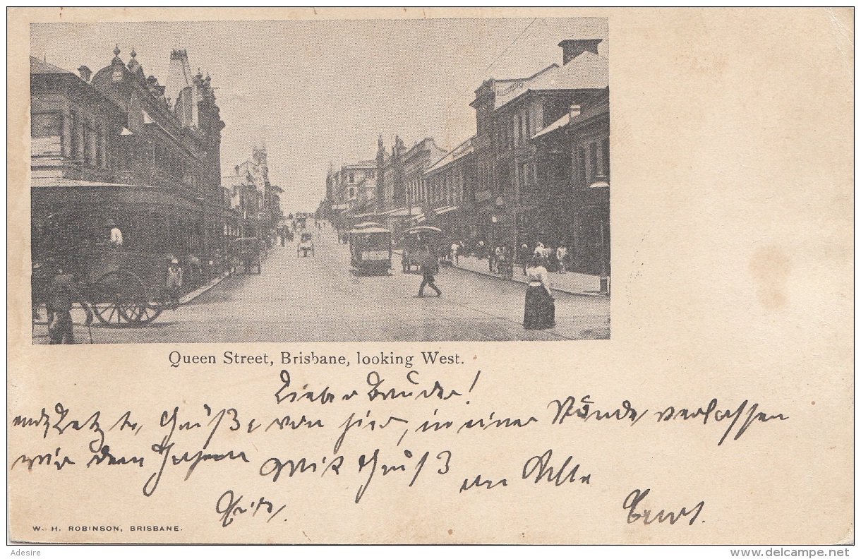 BRISBANE - Queen Street, Locking West, Karte Gel.1904 V. Brisbane N. Glauch ?, Abgelöste Marken - Brisbane