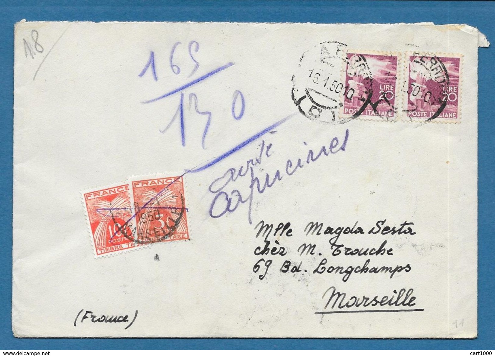 1950 TIMBRE TAXE - Storia Postale