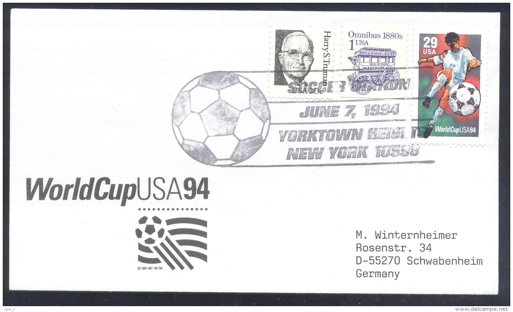 USA 1994 Cover: Football Soccer Fussball Calcio FIFA World Cup Mundial New York Yorktown Heigh Cancellation - 1994 – USA