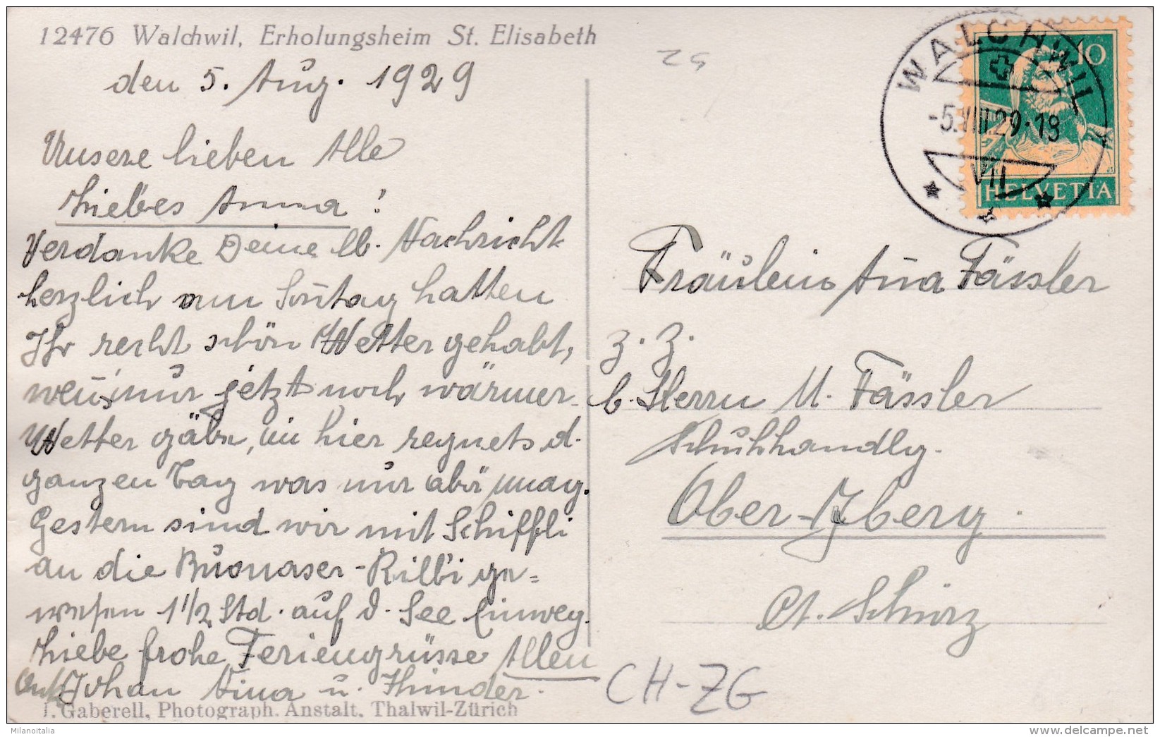 Walchwil - Erholungsheim St. Elisabeth (12476) * 5. 8. 1929 - Walchwil