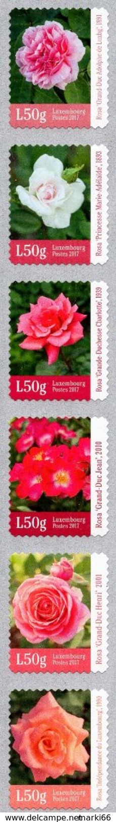 Luxembourg - 2017 - Roses - Mint Self-adhesive Coil Stamp Set - Nuovi