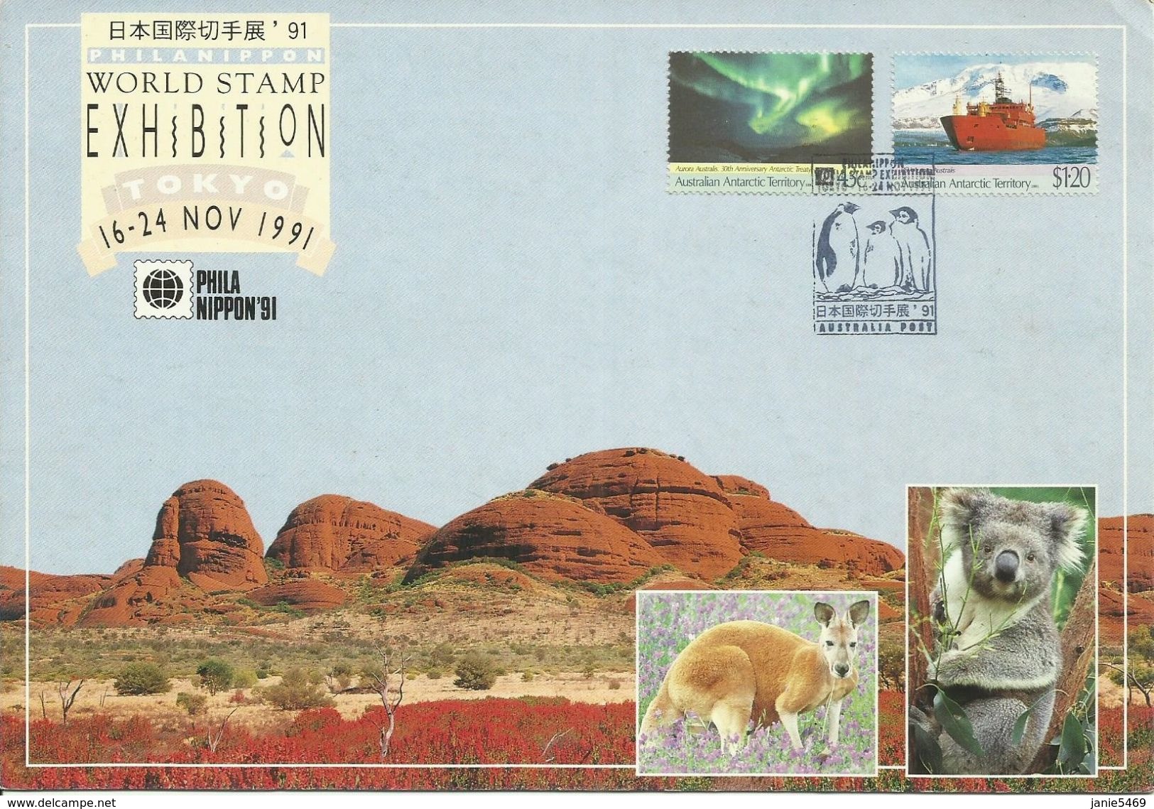 Australian Antarctic Territory 1991 Phila Nippon Stamp Expo, Souvenir Card - Covers & Documents