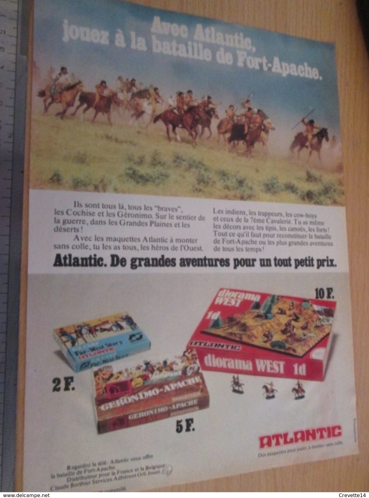 Pour  Collectionneurs  PUBLICITE Années 60/70 : FIGURINES ATLANTIC FAR-WEST BATAILLE DE FORT APACHE ;  Format Page A4 - Army