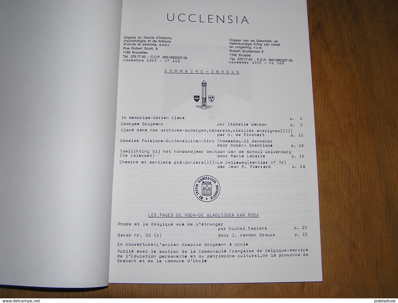 UCCLENSIA Revue N° 148 Régionalisme Brabant Uccle Rhode Brugmann School Chemins Sentiers Barak Holzminden Camp Cabaret - België