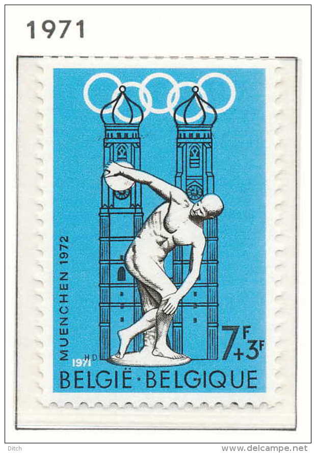 D- N° 1590, Jeux Olympiques De Munich 1972, Discobole Et Cathédrale De Munich, SNC - Neufs
