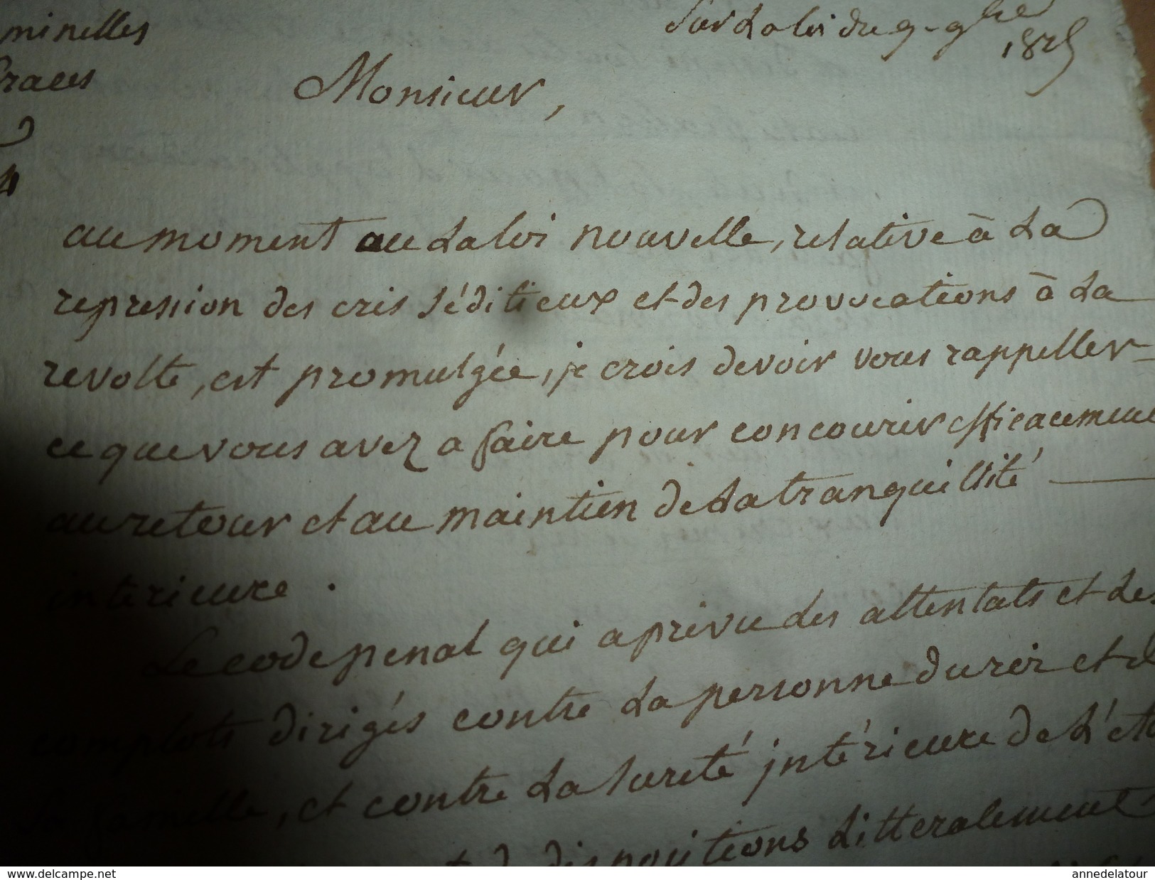 1815 Lettre De MARBOIS Pour Appliquer Loi Nouvelle Sur La REPRESSION DES CRIS SEDITIEUX Et PROVOCATION A LA REVOLTE,etc - Manoscritti