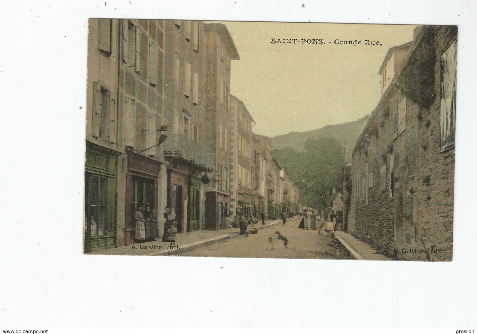 SAINT PONS GRANDE RUE (COMMERCES ET PETITE ANIMATION) 1916 - Saint-Pons-de-Thomières