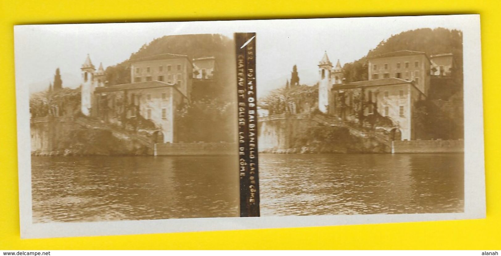 Vues Stéréo Pointe De BALBIANELLO Château Eglise Lac De Côme Italie - Photos Stéréoscopiques