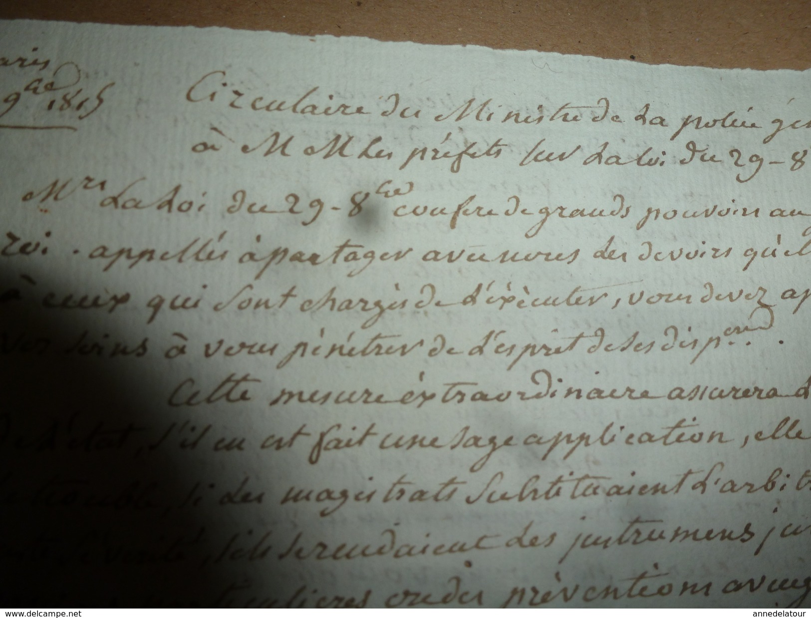 1815 CIRCULAIRE Du Ministre De POLICE Pour Ne Pas Substituer L'ARBITRAIRE à Une Juste Sévérité Pour Ne Pas Révolter,etc - Manuscrits