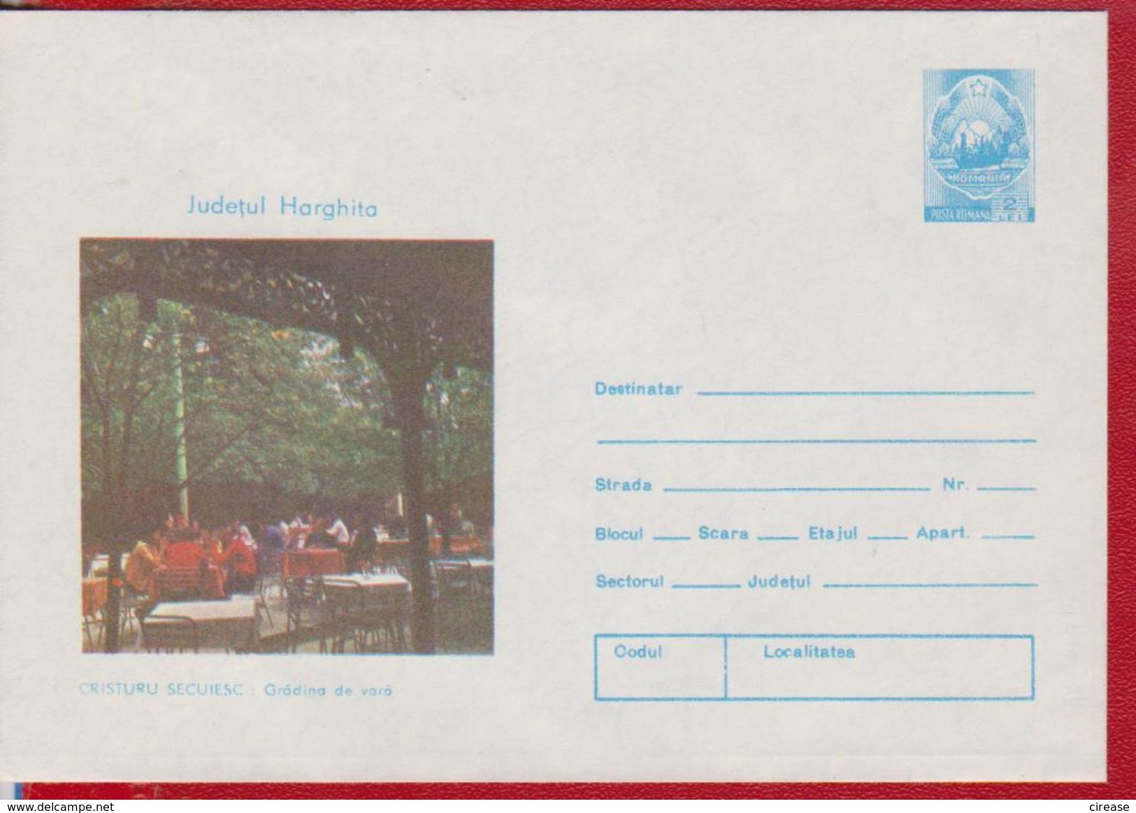 TOURISM CRISTURU SECUIESC RESTAURANT SUMMER GARDEN ROMANIA POSTAL STATIONERY - Hotel- & Gaststättengewerbe