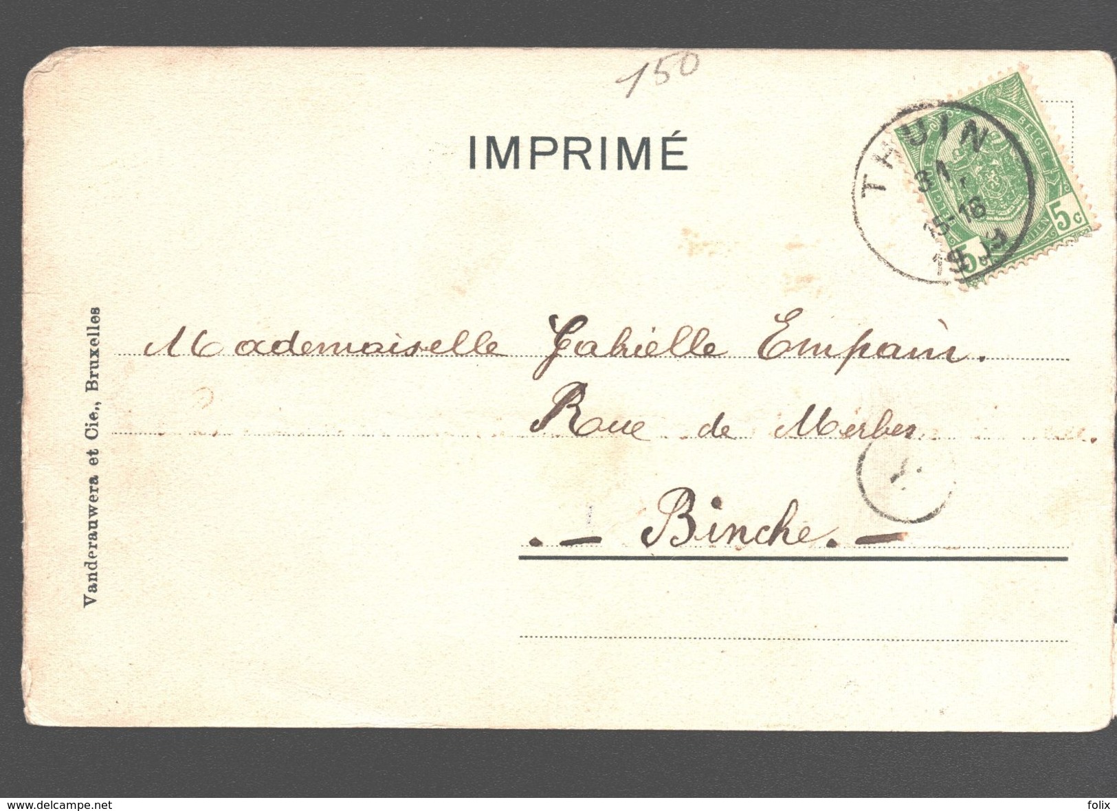 Thuin - Carte Sans Texte D'accompagnement - Vue Générale Avec Maison Previnaire & Pasteels - Dos Simple - 1903 - Thuin