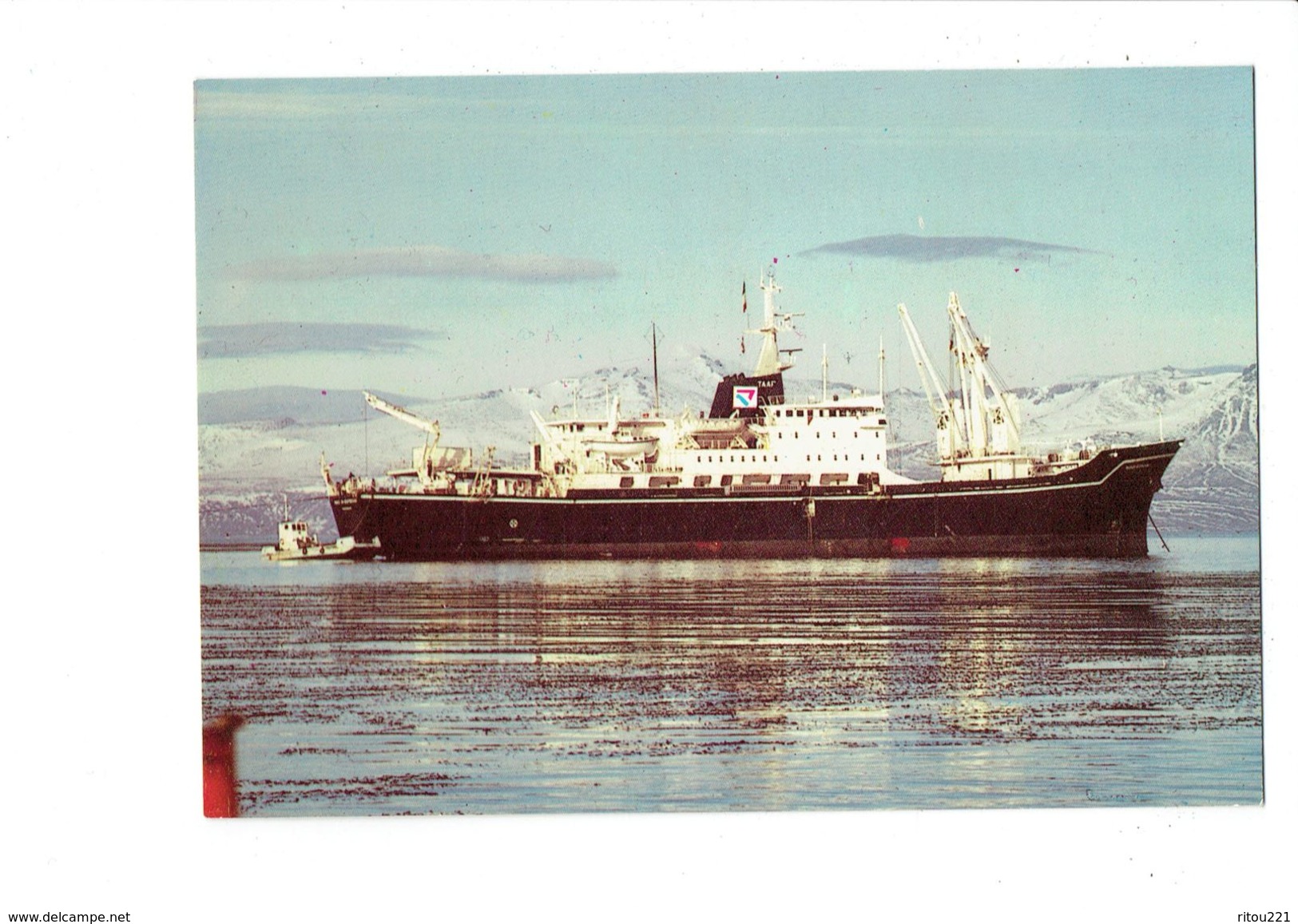 Cp Compagnie Générale Maritime Navire Ravitailleur Des TERRES AUSTRALES Et ANTARCTIQUES Françaises MARION DUFRESNE Grue - Passagiersschepen