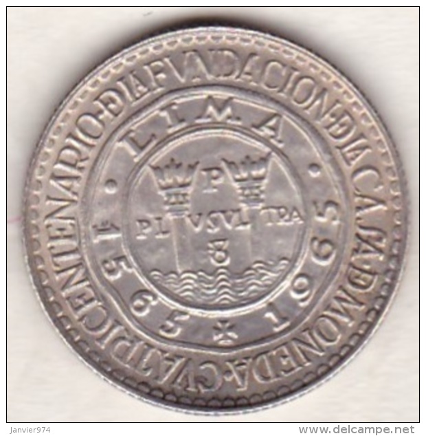 Perou. 20 Soles 1965 . 400th Anniversary Of Lima . Argent .KM# 241 - Perú