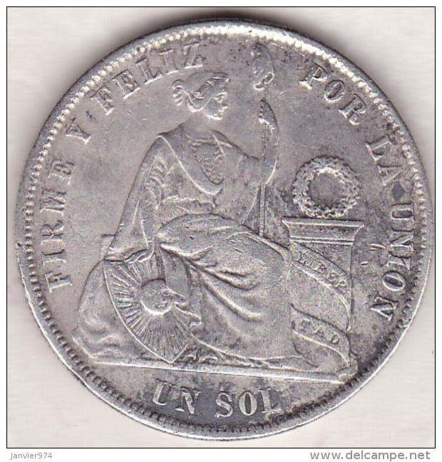 Perou. 1 Sol 1875 YJ . Argent . KM# 196.3 - Pérou