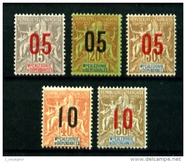 Nelle. CALEDONIE - 105 / 109 - Groupe Surchargé - Série Complète 5 Valeurs - Neufs N** - Très Beaux - Neufs