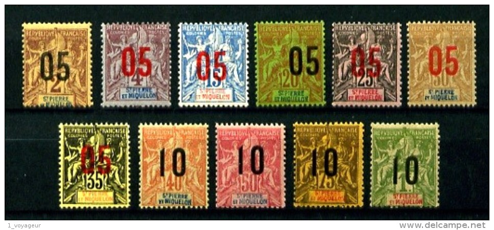 SPM - 94 / 104 - Groupe Surchargé - Série Complète 11 Valeurs - Neufs N** (sauf 100 NSG) - Très Beaux - Unused Stamps