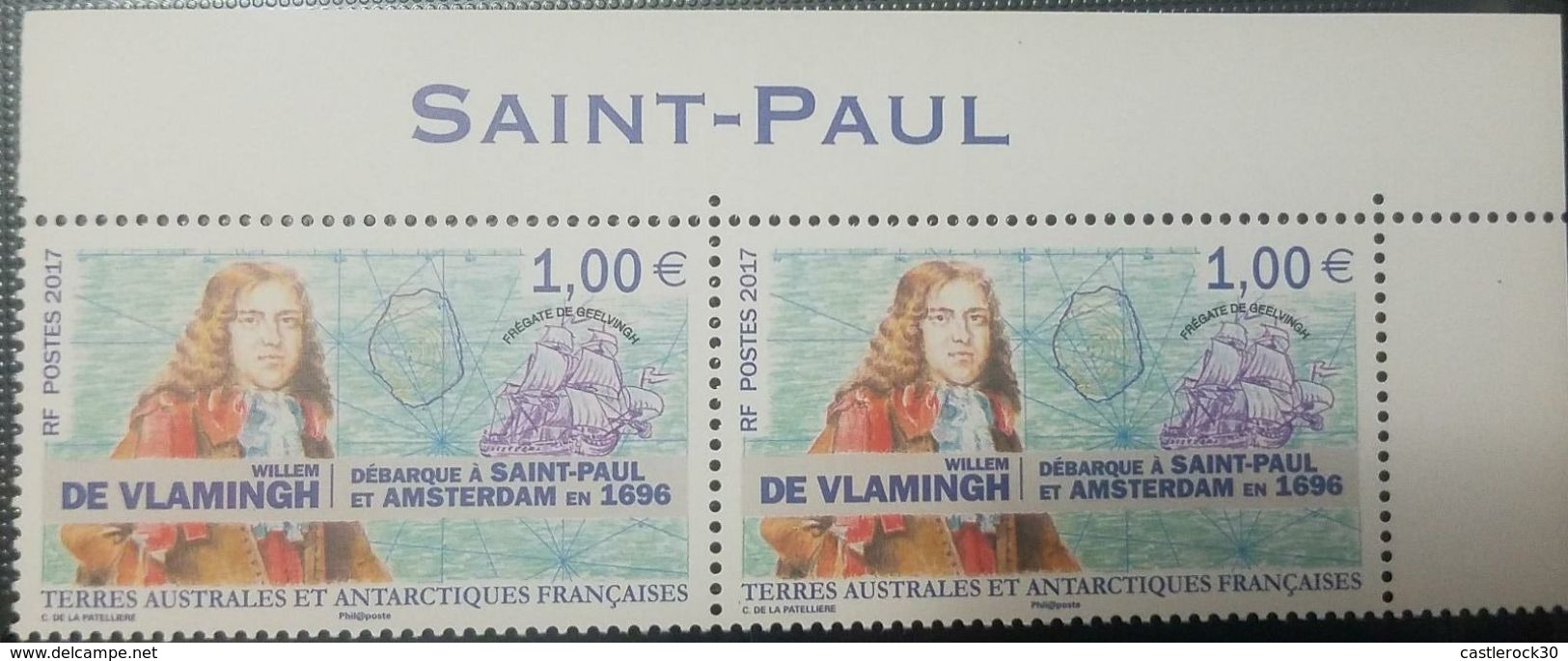 L) 2017 FRENCH SOUTHERN AND ANTARCTIC LANDS, WILLEM DE VLAMINGH, LANDED IN SAINT PAUL AND AMSTERDAM IN 1696, BOAT, SHIP, - Unused Stamps