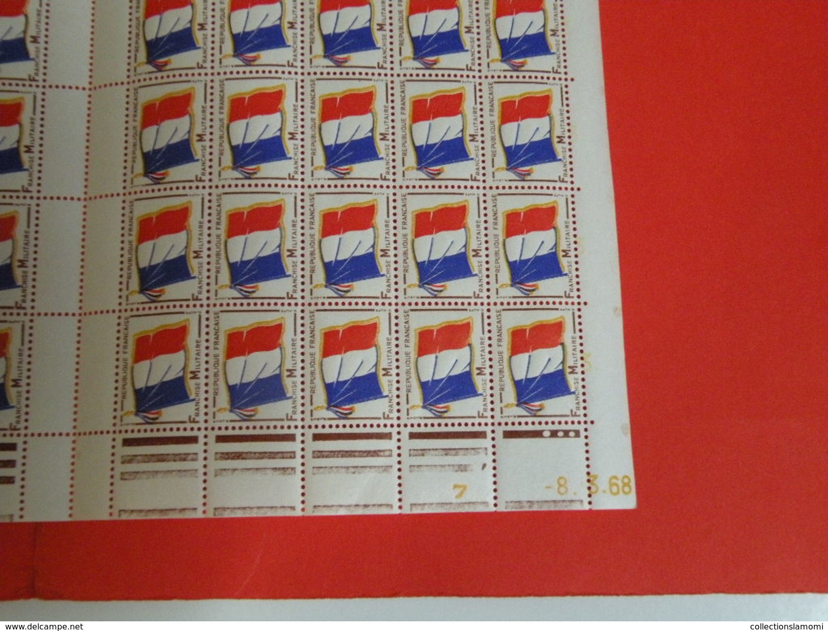 France > Franchise Militaire (timbres) > Coin Daté 8.3.1968 > N°13 Y&T Feuille Complète De 100 Valeurs Coté 300€ - Full Sheets