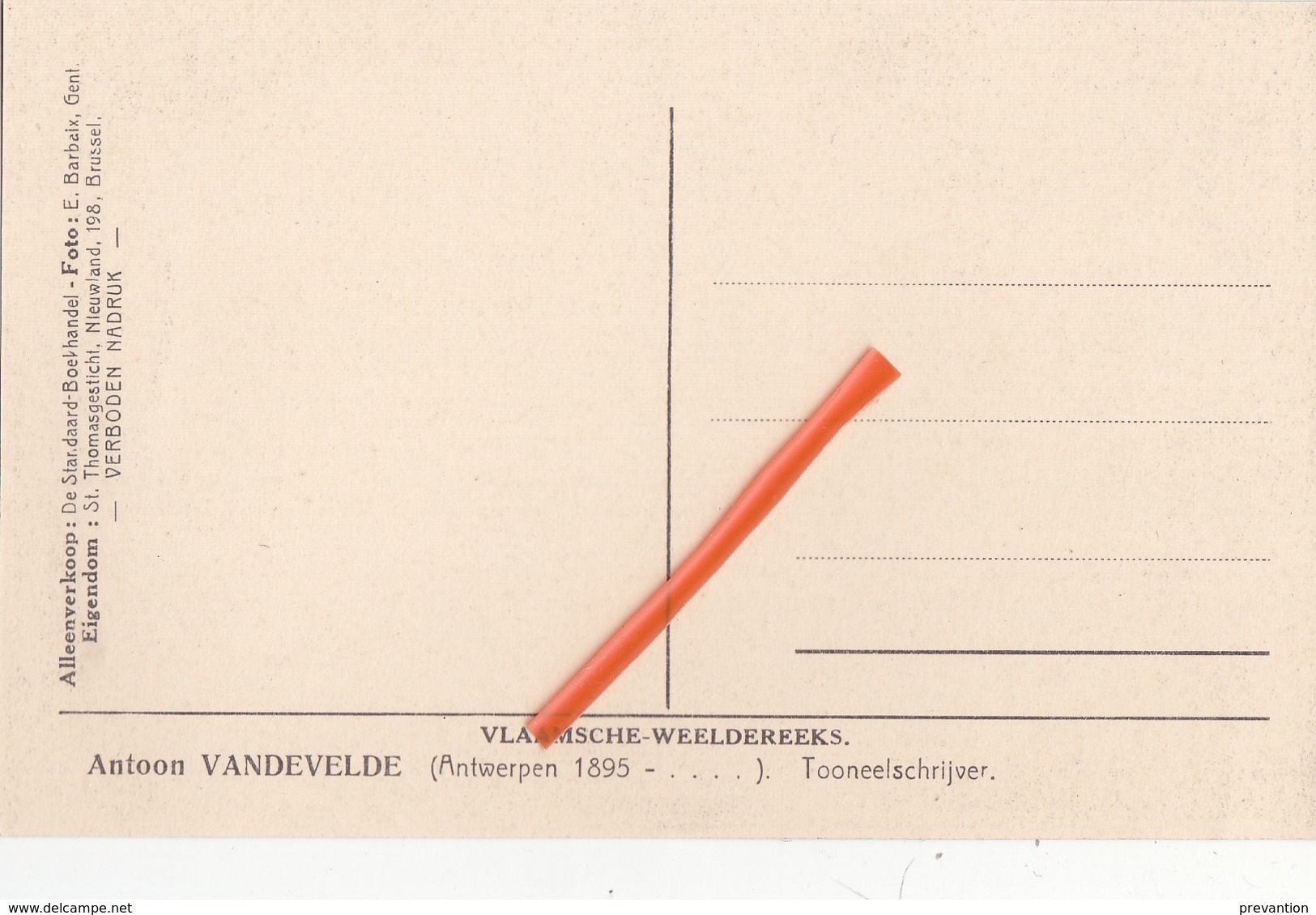 ANTOON VANDEVELDE ( Antwerpen 1895 - ....) - Autres & Non Classés