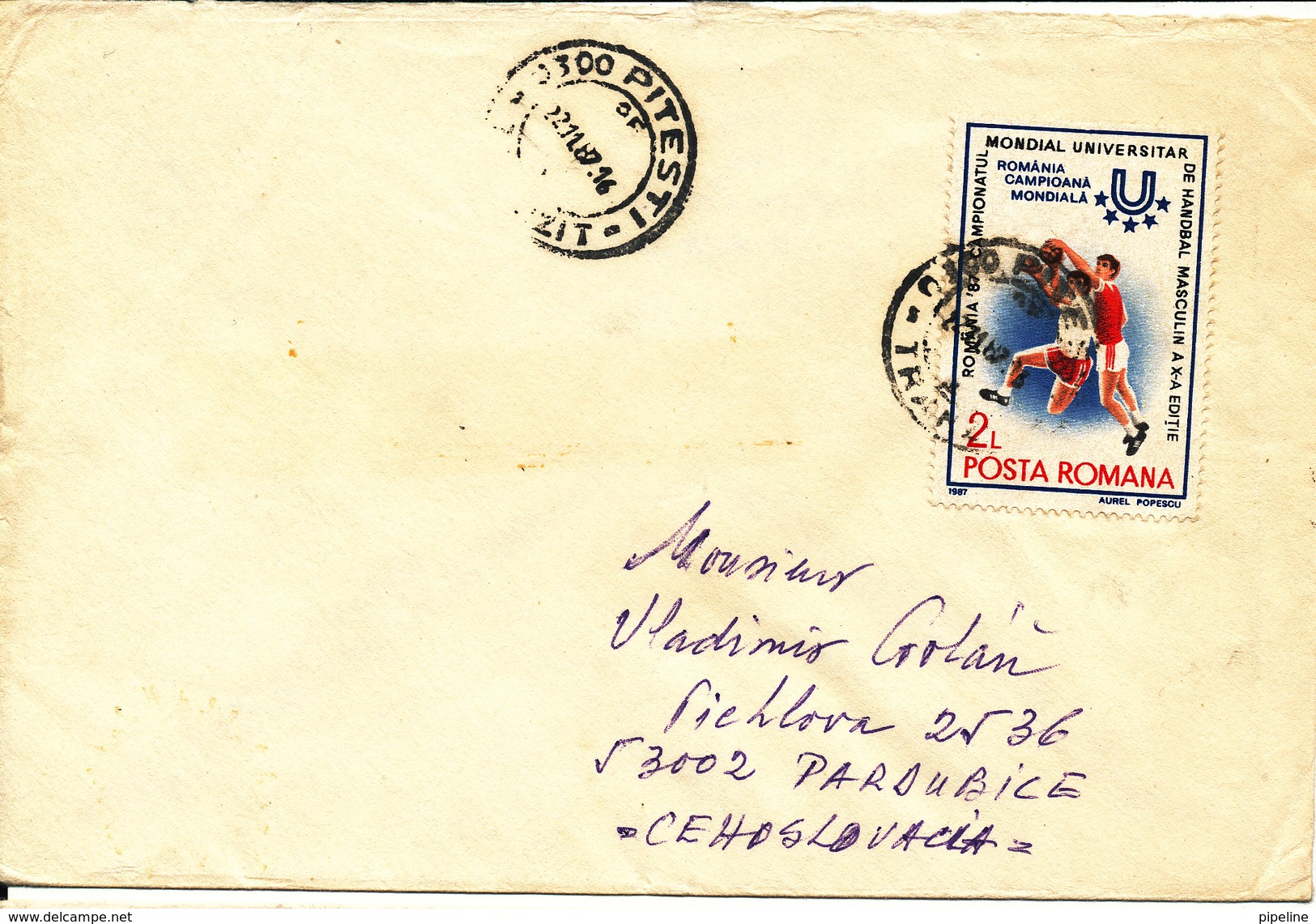 Romania Cover Sent To Czechoslovakia 22-11-1987 Topic Stamp Handball - Handball