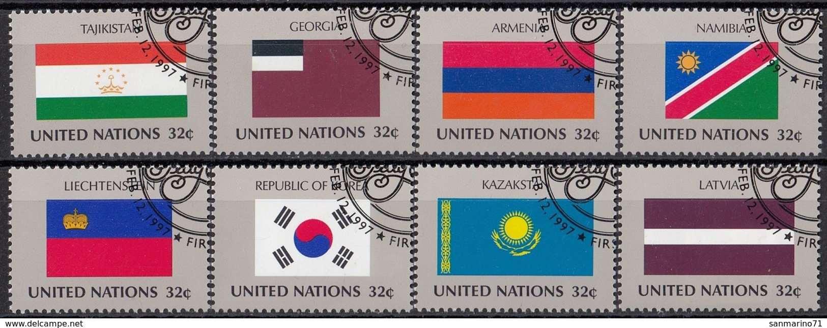 UNITED NATIONS New York 722-729,used,flags - Used Stamps