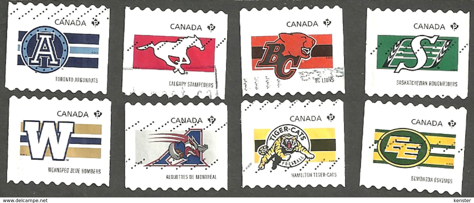 Sc. # 2559-66 CFL 100th Grey Cup Winners Coil Set Used 2012 K956 - Used Stamps