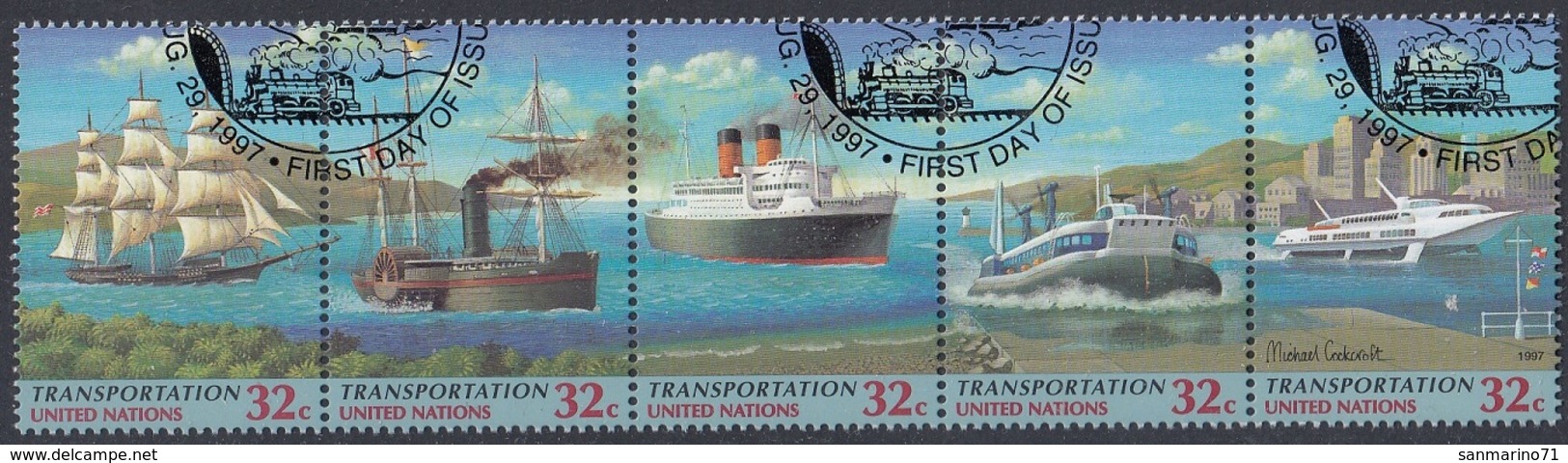 UNITED NATIONS New York 741-745,used,ships - Oblitérés