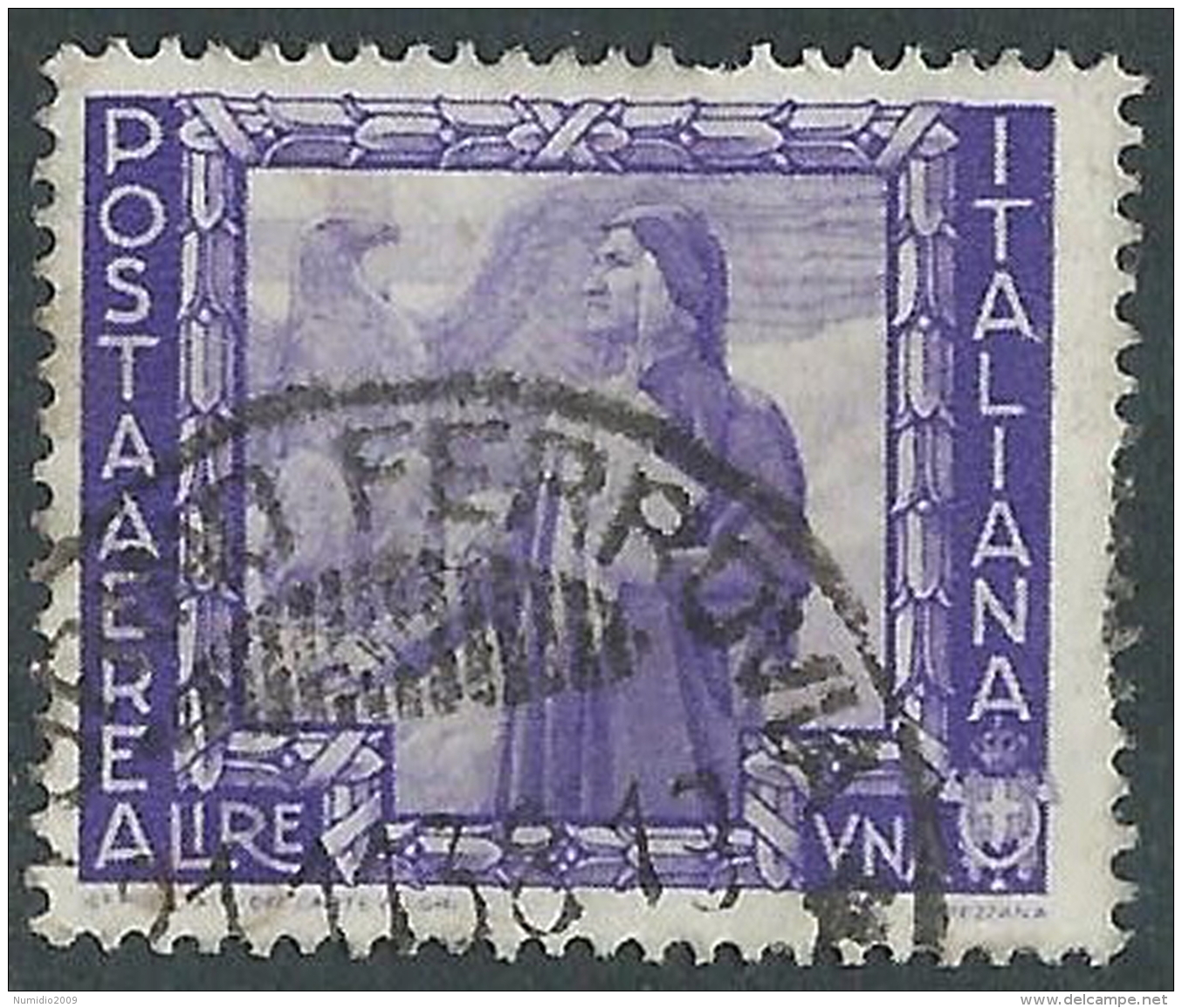 1938 REGNO POSTA AEREA USATO IMPERO 1 LIRA - R44-7 - Posta Aerea