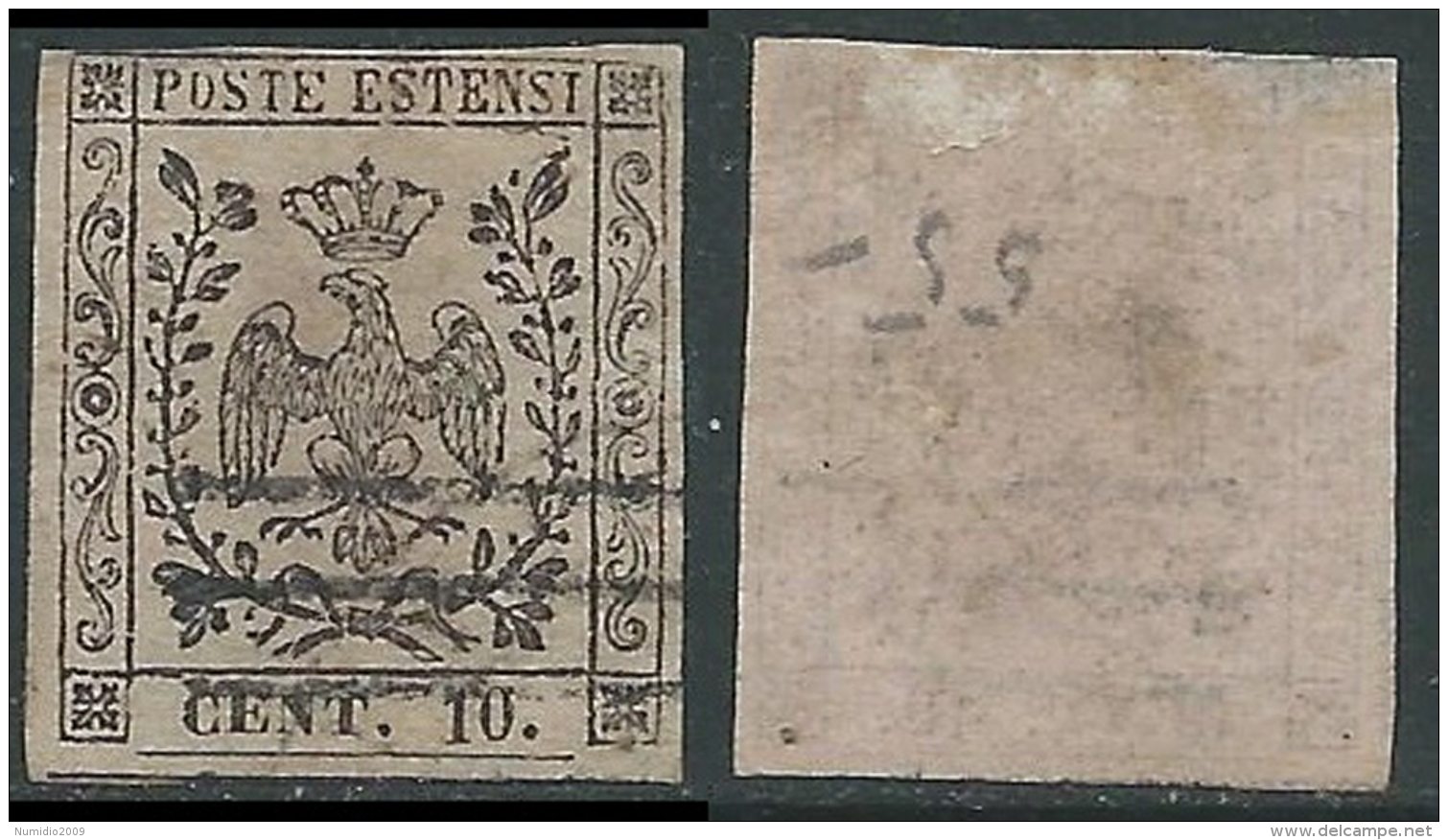 1852 DUCATO DI MODENA USATO AQUILA CON PUNTO 10 CENT - AS1-2 - Modène