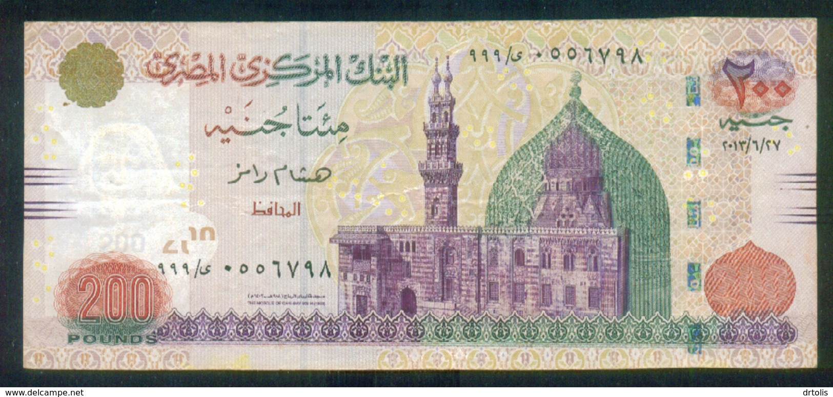 EGYPT / 200 POUNDS / PREFIX : 999 ( REPLACEMENT ) / (SMALL SIZE) / DATE : 27-6-2013 / P-69b / SIG. : RAMEZ / VF USED - Egipto