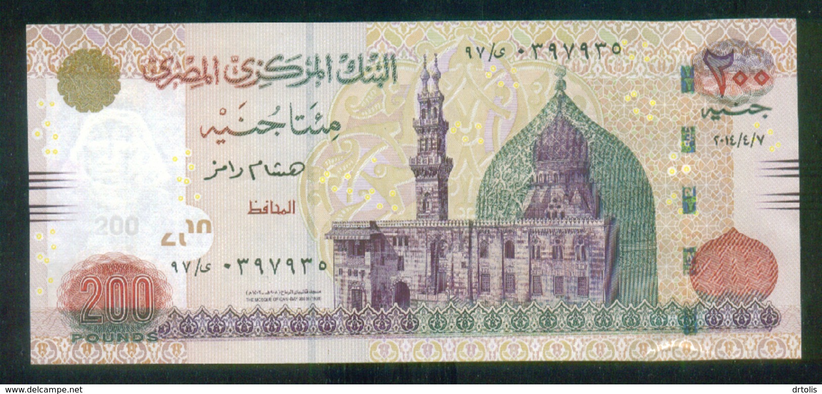 EGYPT / 200 POUNDS / (SMALL SIZE) / DATE : 7-4-2014 / P-69b / SIG. : RAMEZ /  PREFIX : 97 / UNC. - Egypte