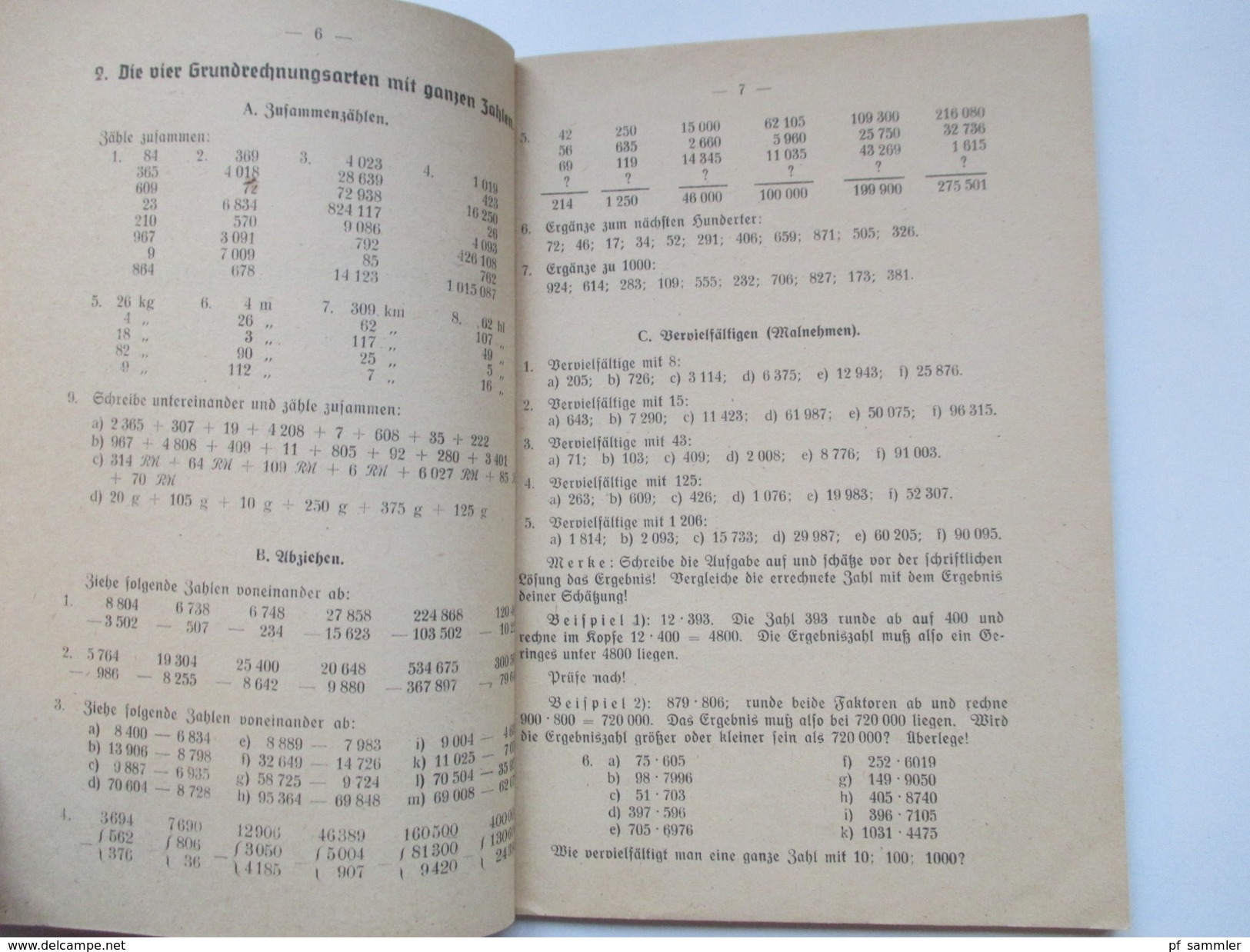 Schulbuch 1944 Rechenbuch für gewerbliche Berufsschulen. Lehrmittelverlag Hannover.