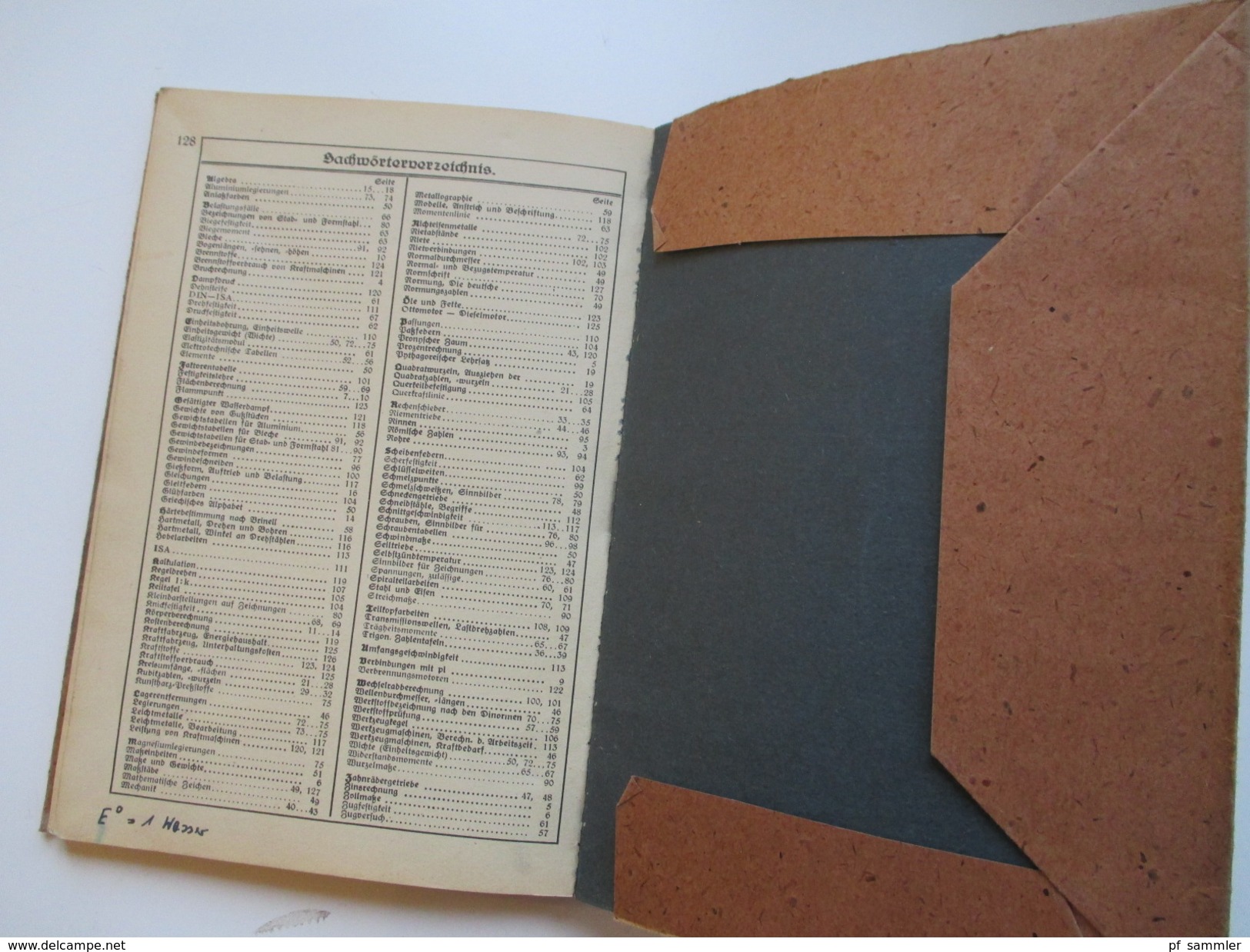 Schulbuch 1949 Formeln und Tabellen für das Metallgewerbe. Gebrüder Jänecke Buchverlag Hannover. Viele Abbildungen!!