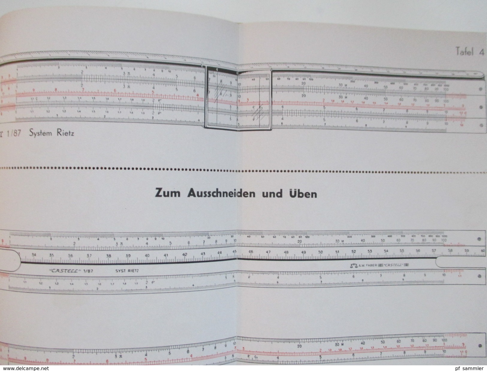 Schulbuch 1940er Jahre.Optik / Feinmechanik. Schule für den Selbstunterricht im Gebrauch des Rechenstabes. Faber Castell