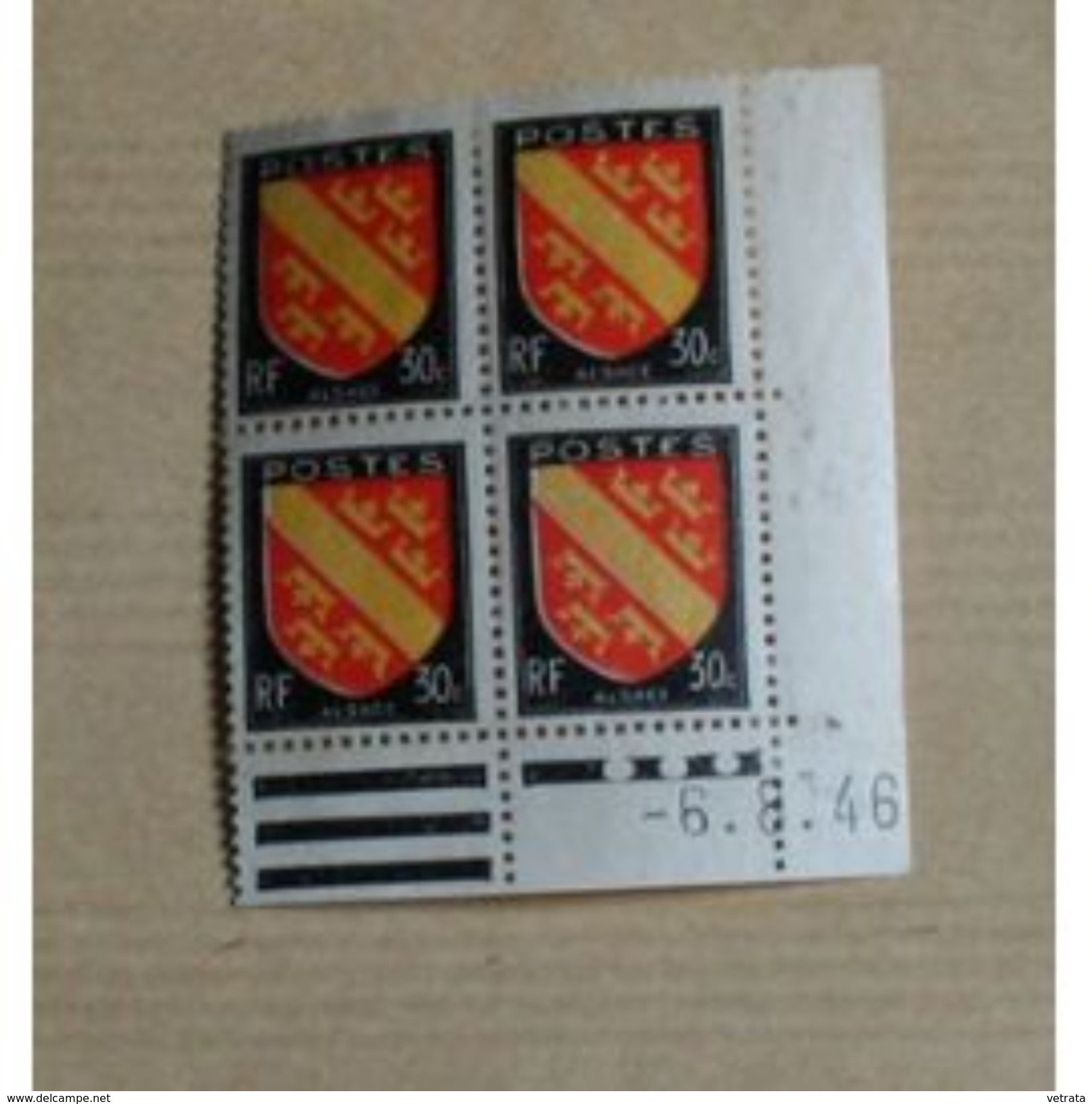 Carré 4 Timbres 1946, France, Alsace - Sonstige & Ohne Zuordnung