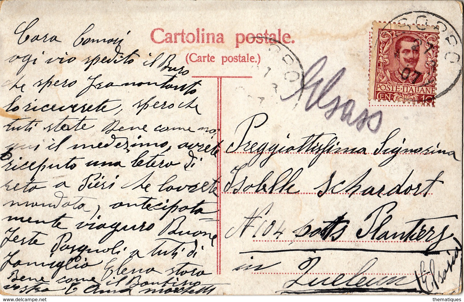 Thématiques Italie Italy Costumi Friulani Udine Cachet 1907 Timbre - Udine