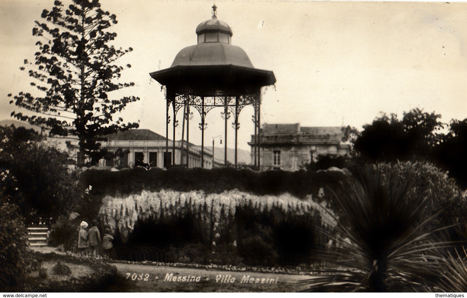 Thématiques Italie Italy Messine Messina Villa Mazzini Kiosque Cachet 1928 Timbre - Messina