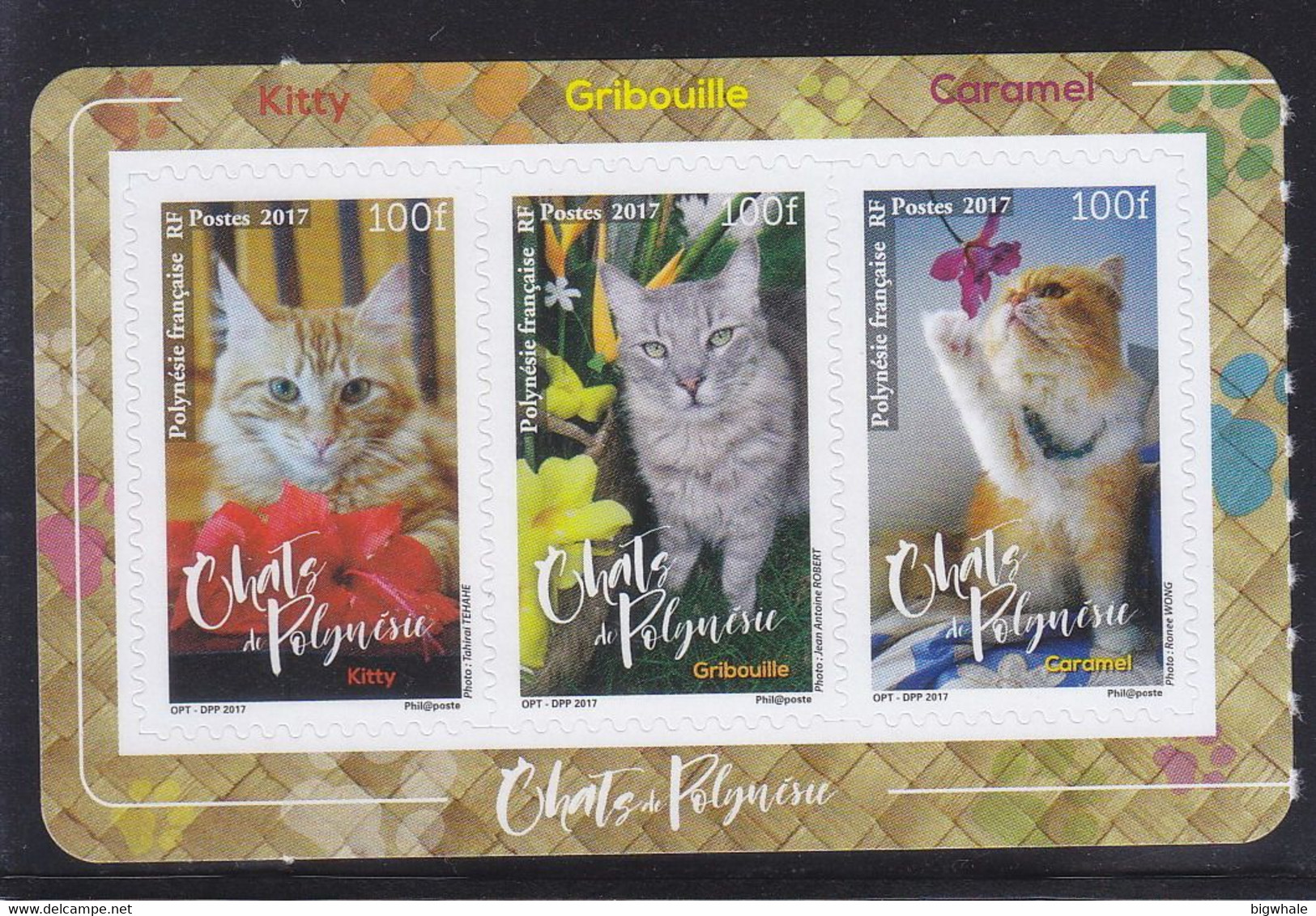 French Polynesia 2017 Cat MNH 3V Self-sticker ** - Neufs