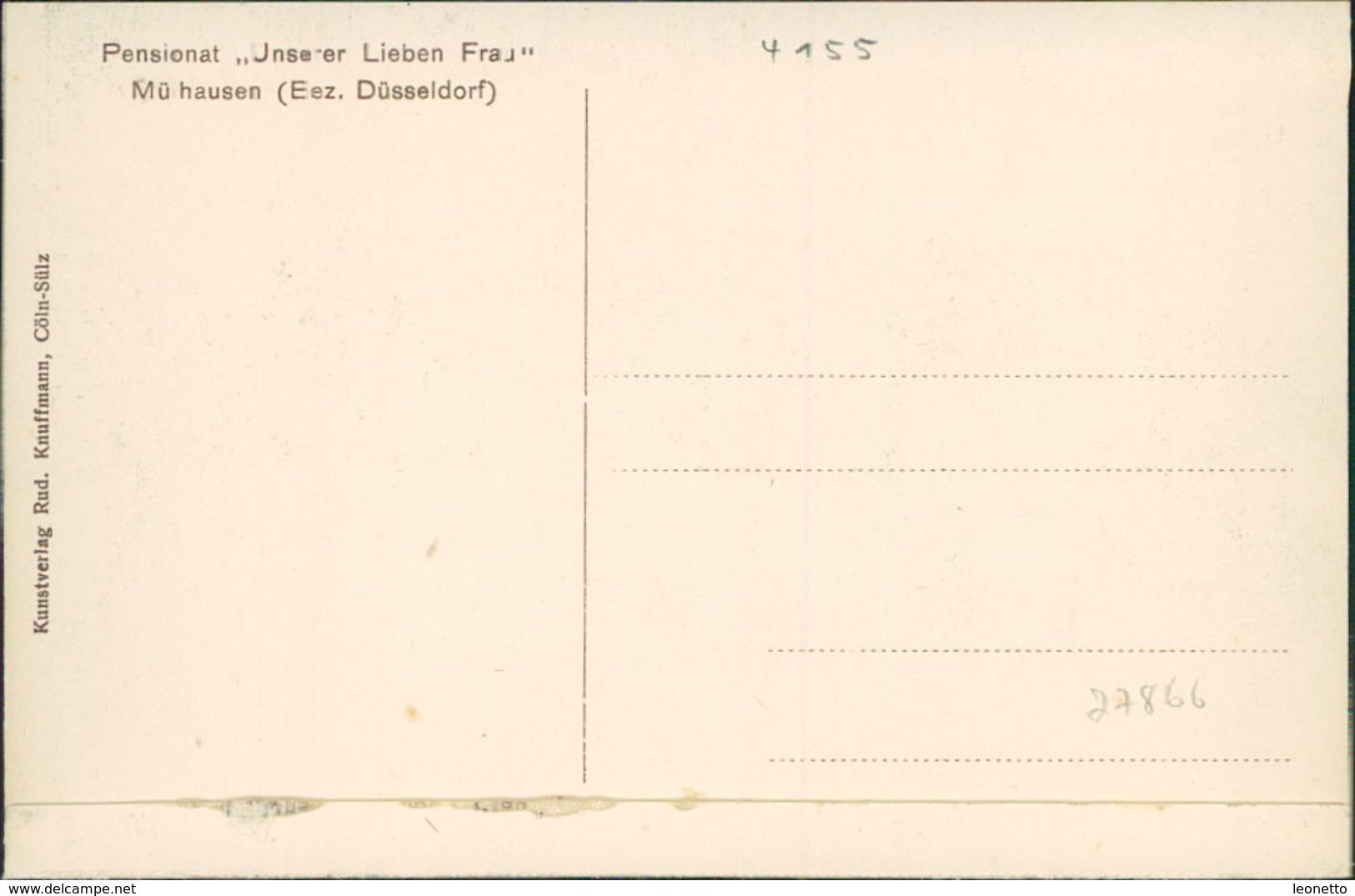 AK Grefrath Mülhausen, Pensionat Unserer Lieben Frau, Parkpartie, Ca. 1910er Jahre, Aus Leporello (27866) - Autres & Non Classés