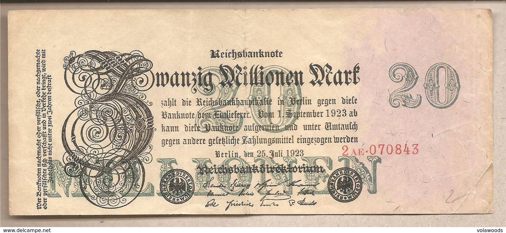 Germania - Banconota Circolata Da 20.000.000 Di Marchi - 1923 - 20 Miljoen Mark