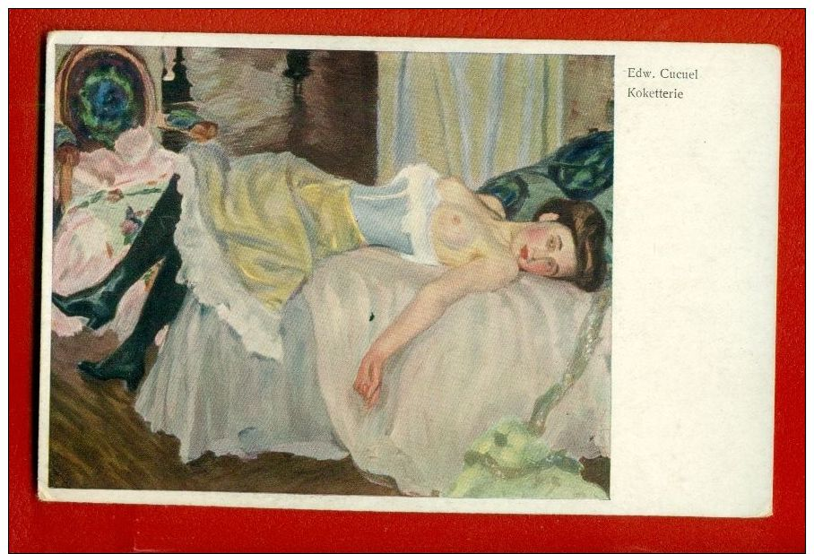 SEMI NUDE WOMAN BY EDWARD CUCUEL VINTAGE POSTCARD 2549 - Sonstige & Ohne Zuordnung