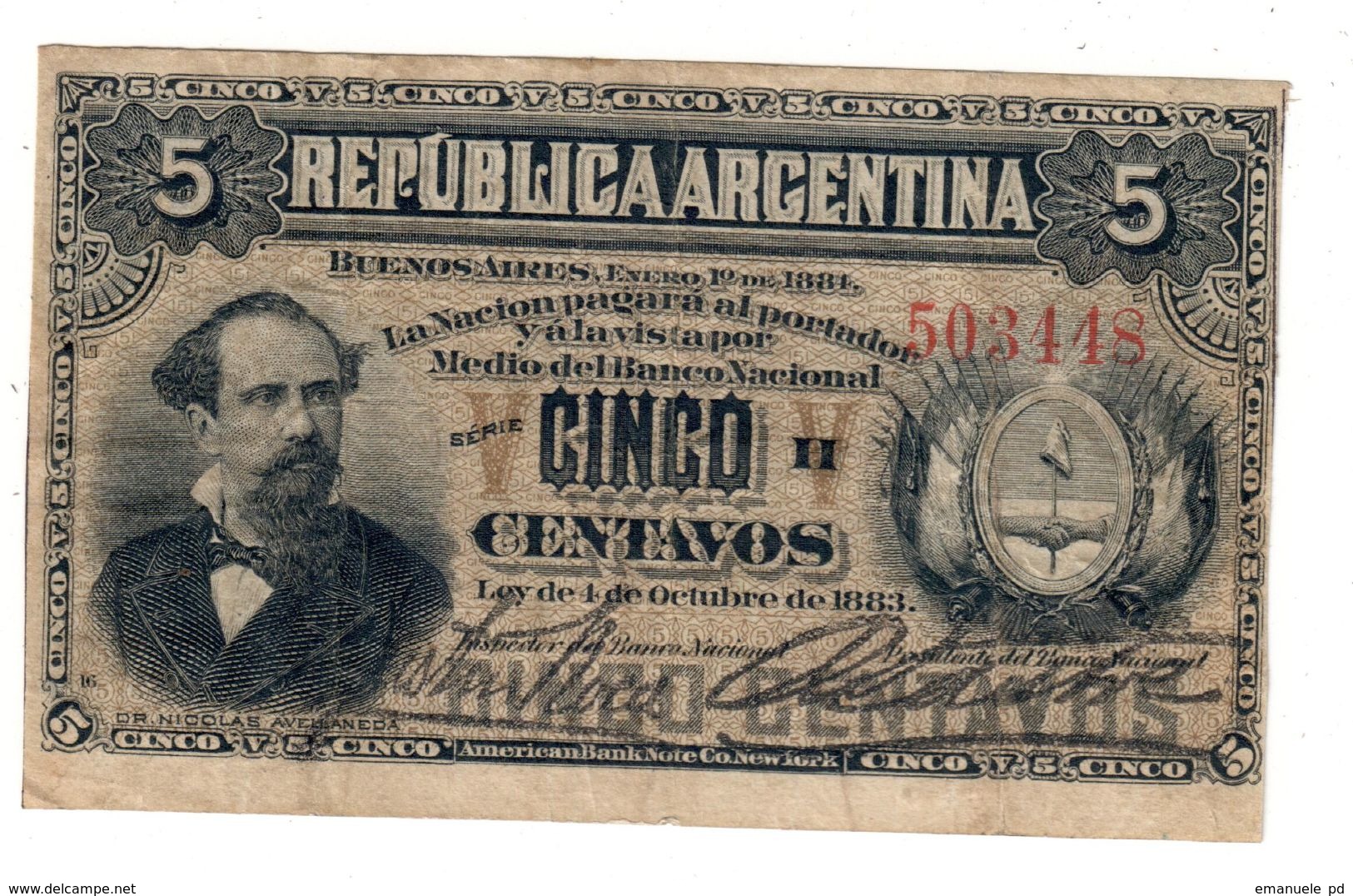 Argentina 5 Centavos 01/01/1883 .SA. - Argentina