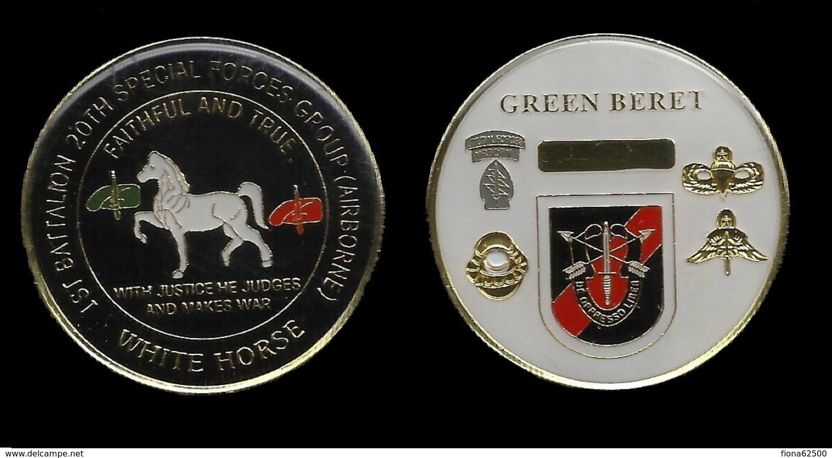 MEDAILLE . CHEVAL BLANC BERET VERT . 1 ST BATAILLON 20 TH GROUPE DES FORCES SPECIALES . ( AIRBORNE ) . - Other & Unclassified