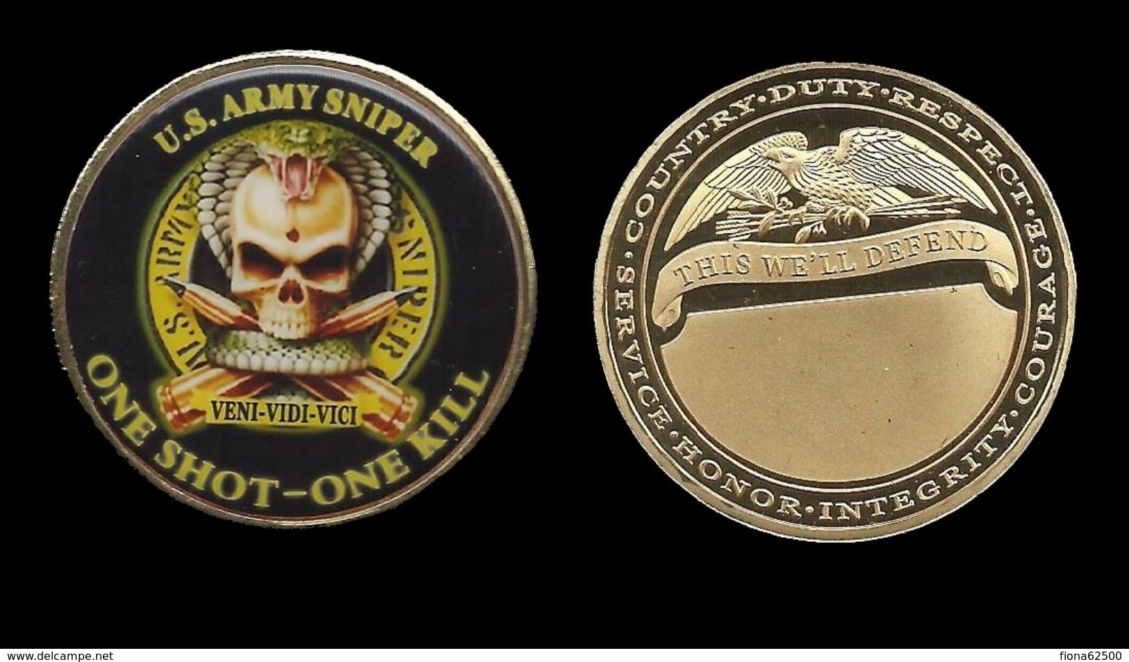 MEDAILLE . U.S ARMY SNIPER . ONE SHOT - ONE KILL . UN TIR UN MORT . - Other & Unclassified